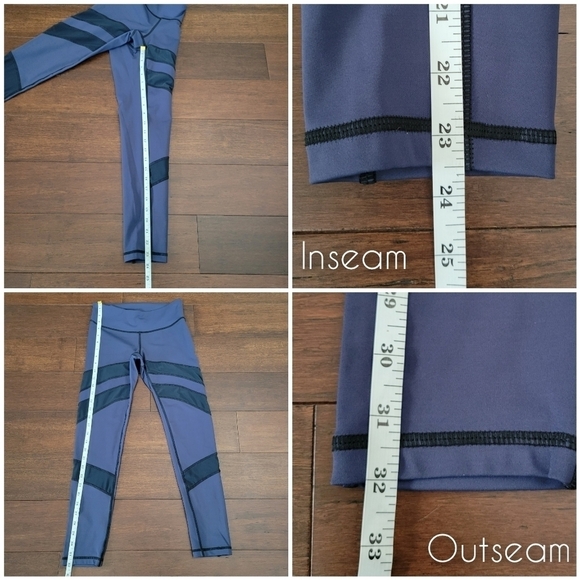 Nualime blue mesh panel 7/8 length athletic leggings- size S- made in USA - Picture 8 of 9